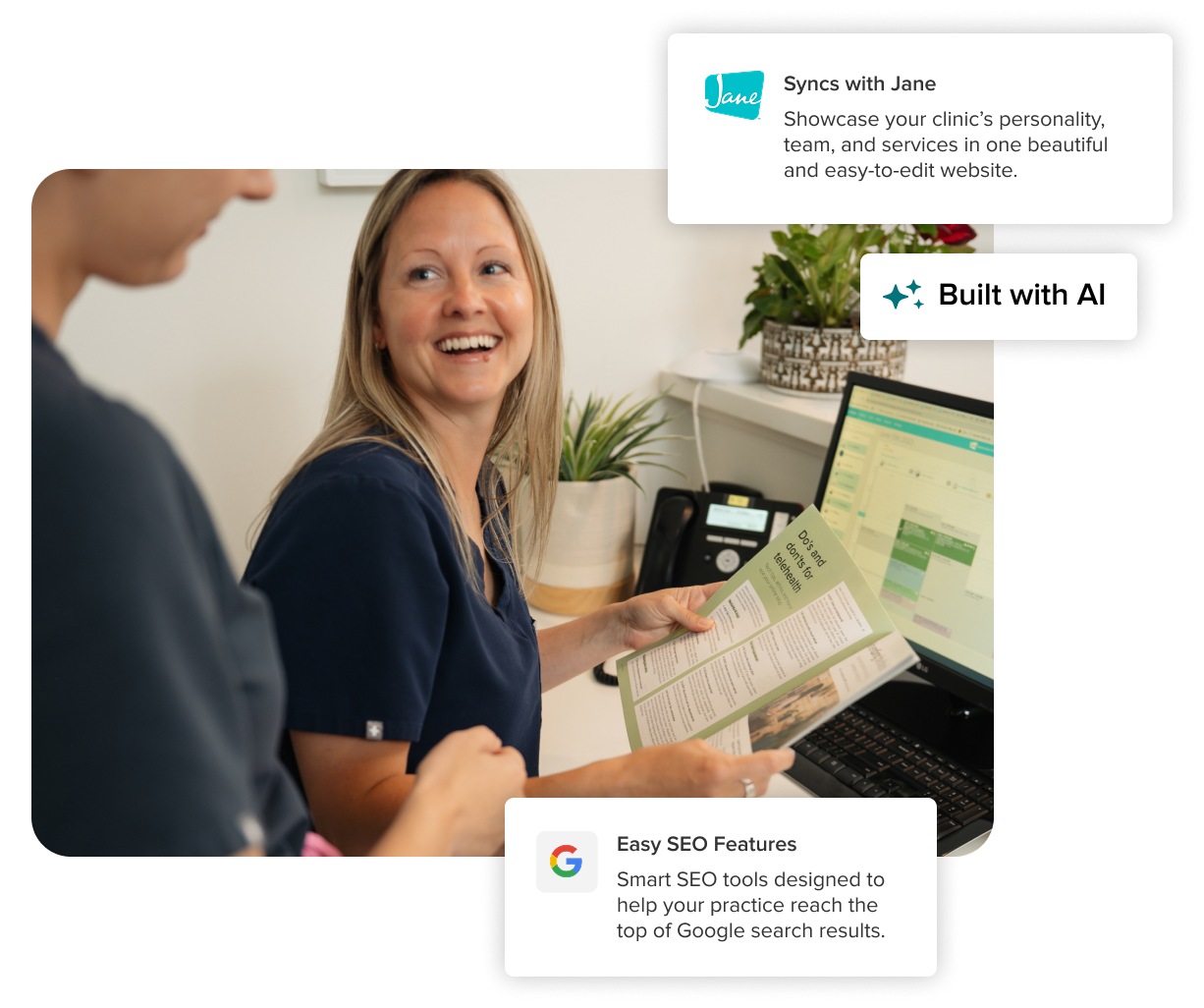 Showcase your clinic’s personality, team, and services in one beautiful and easy-to-edit website. Smart SEO tools designed to help your practice reach the top of Google search results.